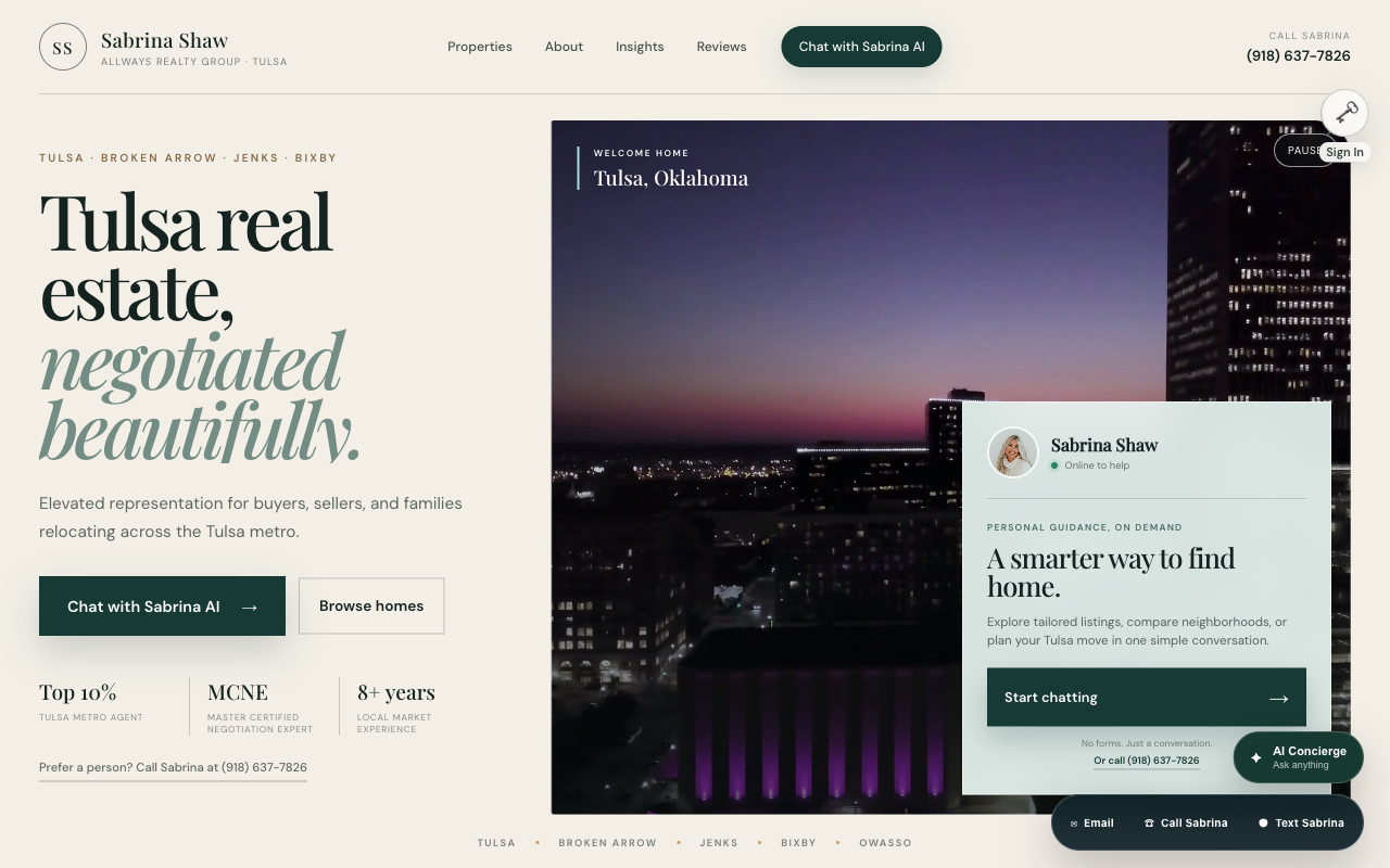 Sabrina Shaw’s actual Agent Winds website